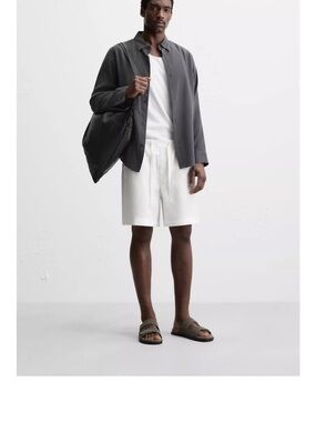 Zara White Flat-Front Men's Shorts